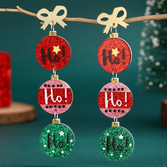 Ho Ho Ho Dangle Earrings - Picture 1 of 7